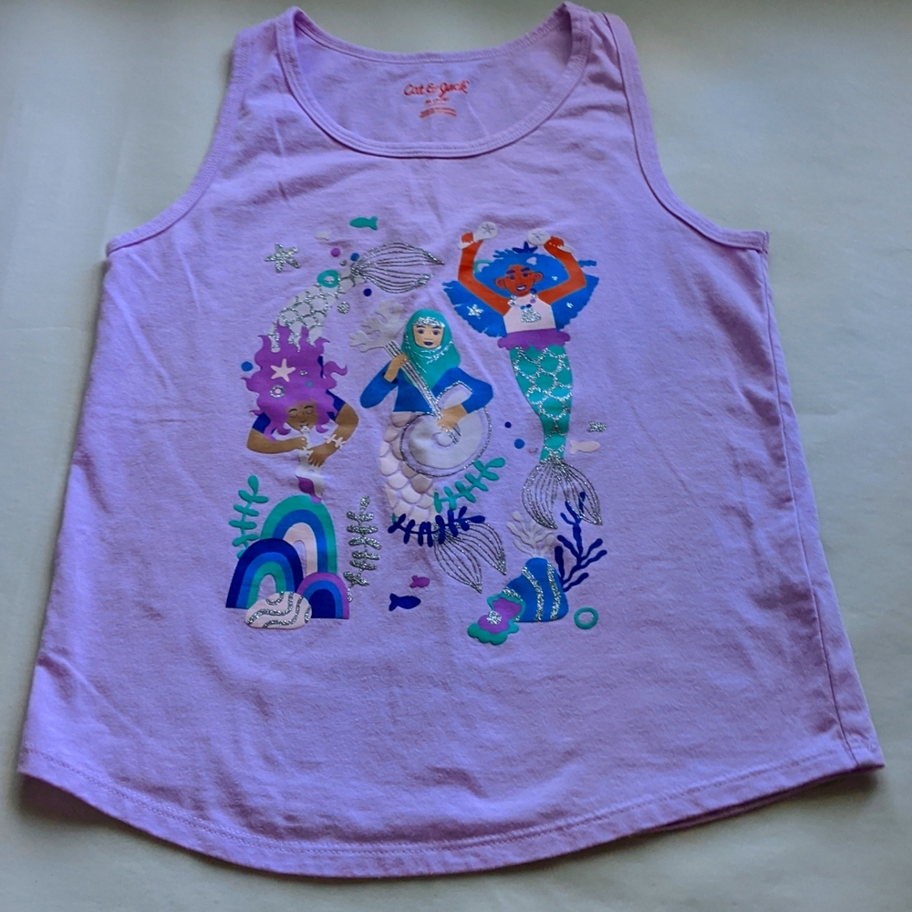⛱️, 7/8, Cat and Jack mermaid lavender girls tank